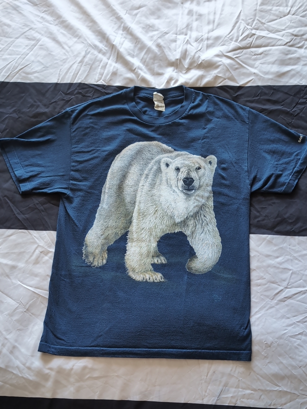 SAN DIEGO ZOO Graphic Tee Sz L Blue - Polar Bear Print